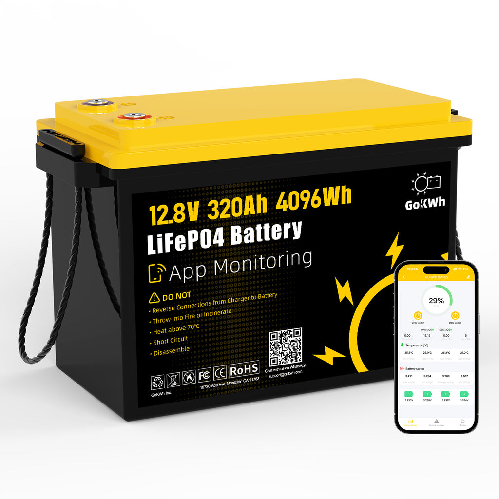 GoKWh 12V 320Ah Built in 200A Bluetooth BMS LiFePO4 Battery