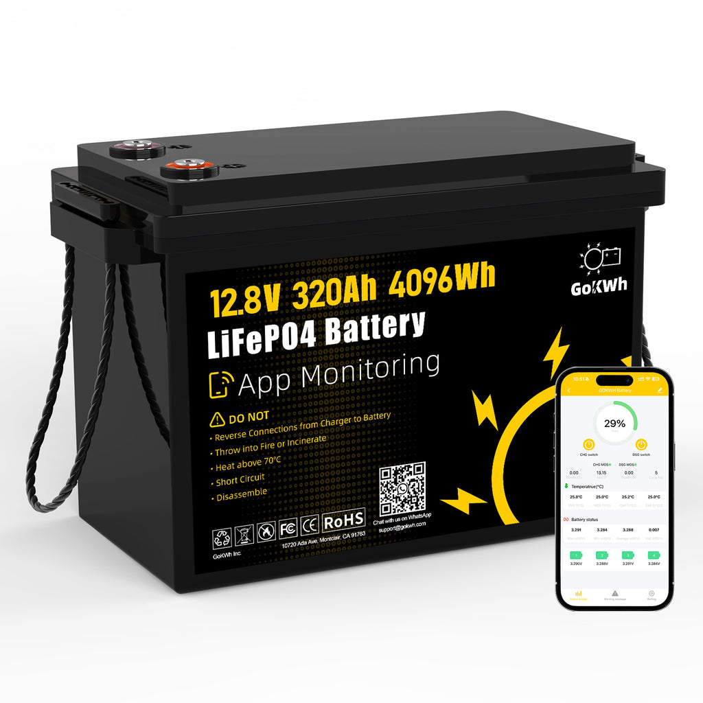 12V 320Ah Built in 200A Bluetooth BMS LiFePO4 Battery