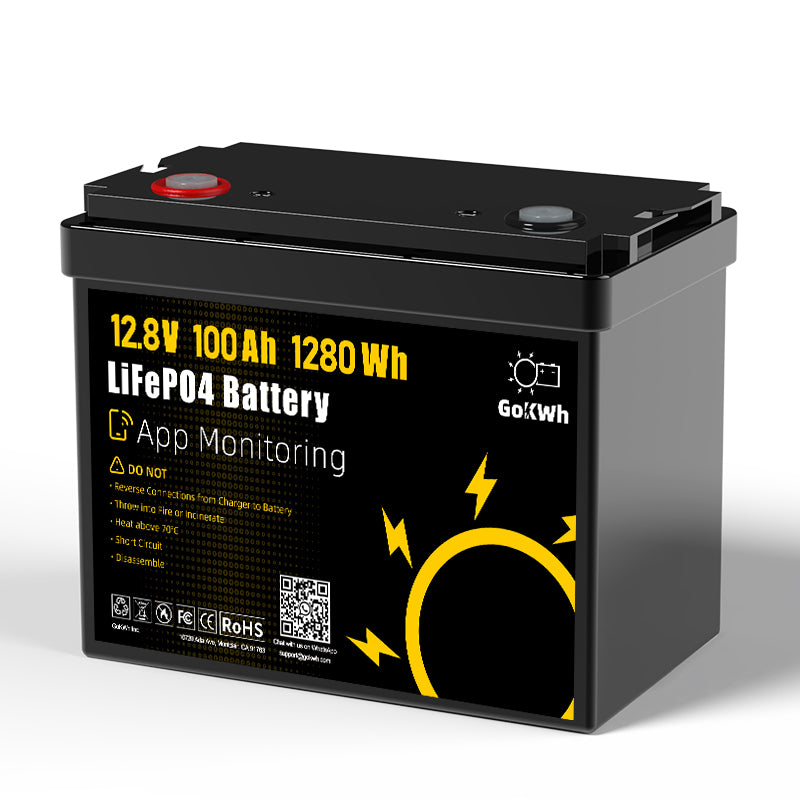 GoKWh 12V 100Ah Group 24 Bluetooth LiFePO4 Battery