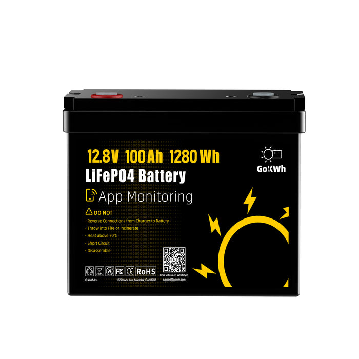 12V 100Ah LiFePO4 Deep Cycle Battery with Bluetooth App Monitoring