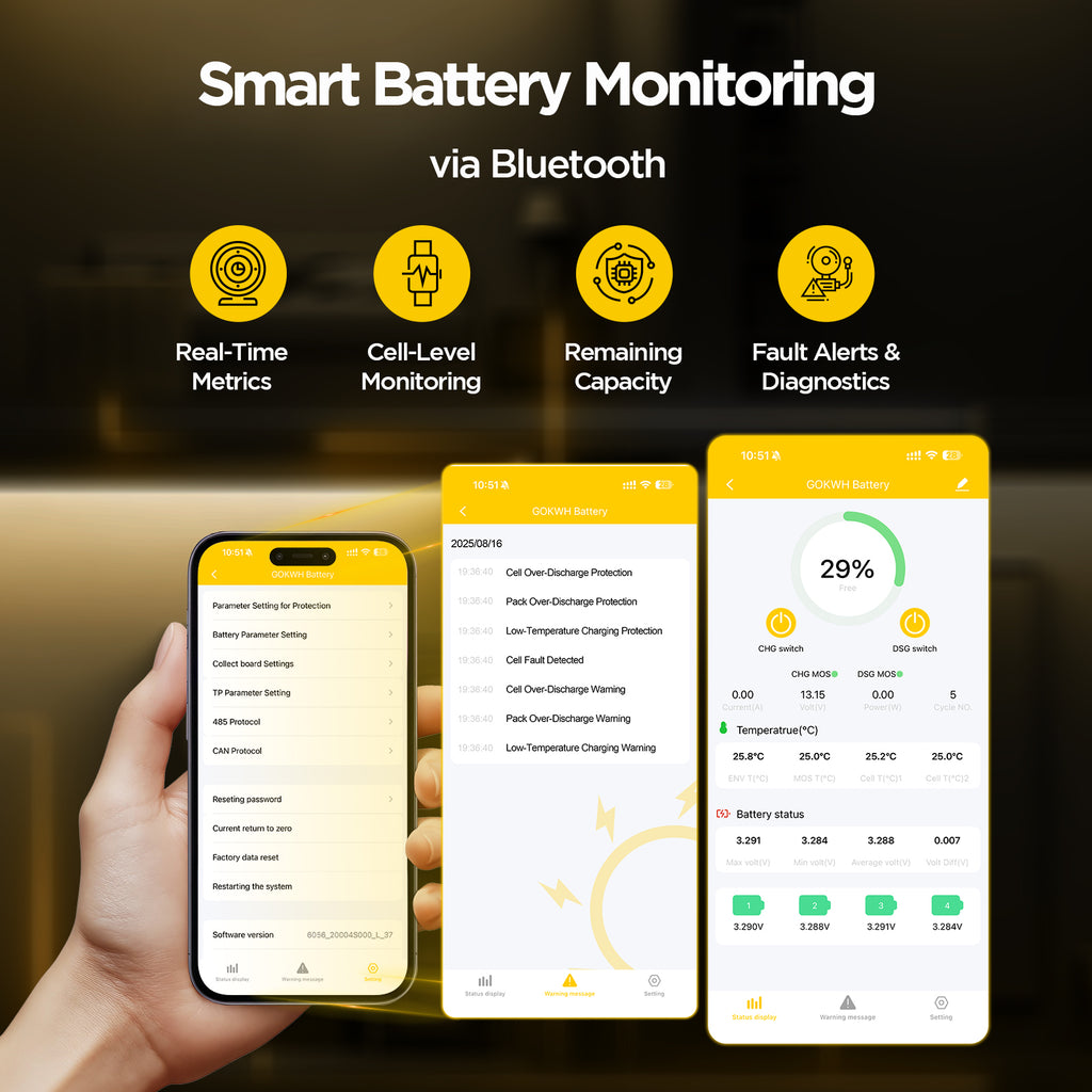 GoKWh 12V 320Ah Built in 200A Bluetooth BMS LiFePO4 Battery