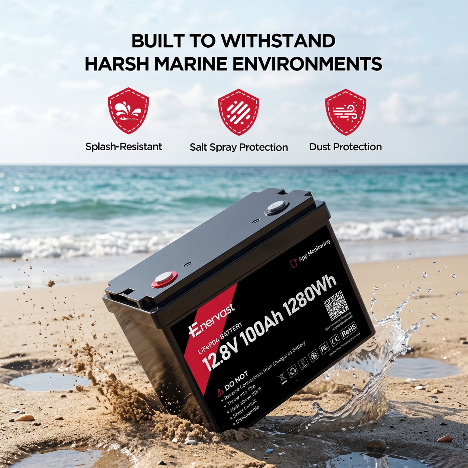 Enervast 12V 100Ah LiFePO4 Lithium Battery Group 24