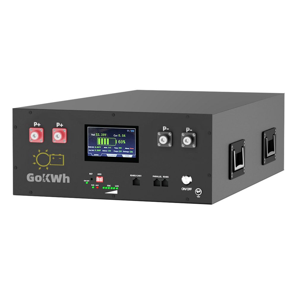 GoKWh 51.2V 200Ah 10kWh LiFePO4 Bluetooth & LCD Stack-mounted Battery Storage