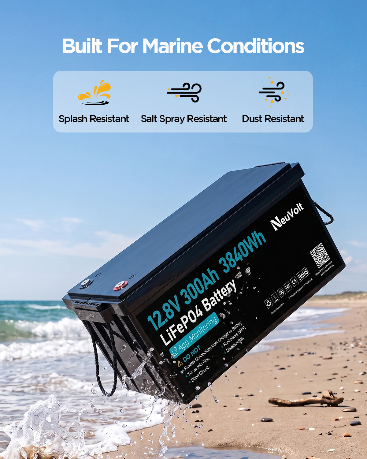 NeuVolt 12V 300Ah Lithium LiFePO4 battery