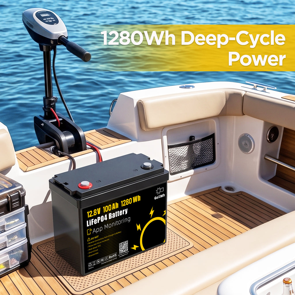 12V 100Ah LiFePO4 Deep Cycle Battery with Bluetooth App Monitoring