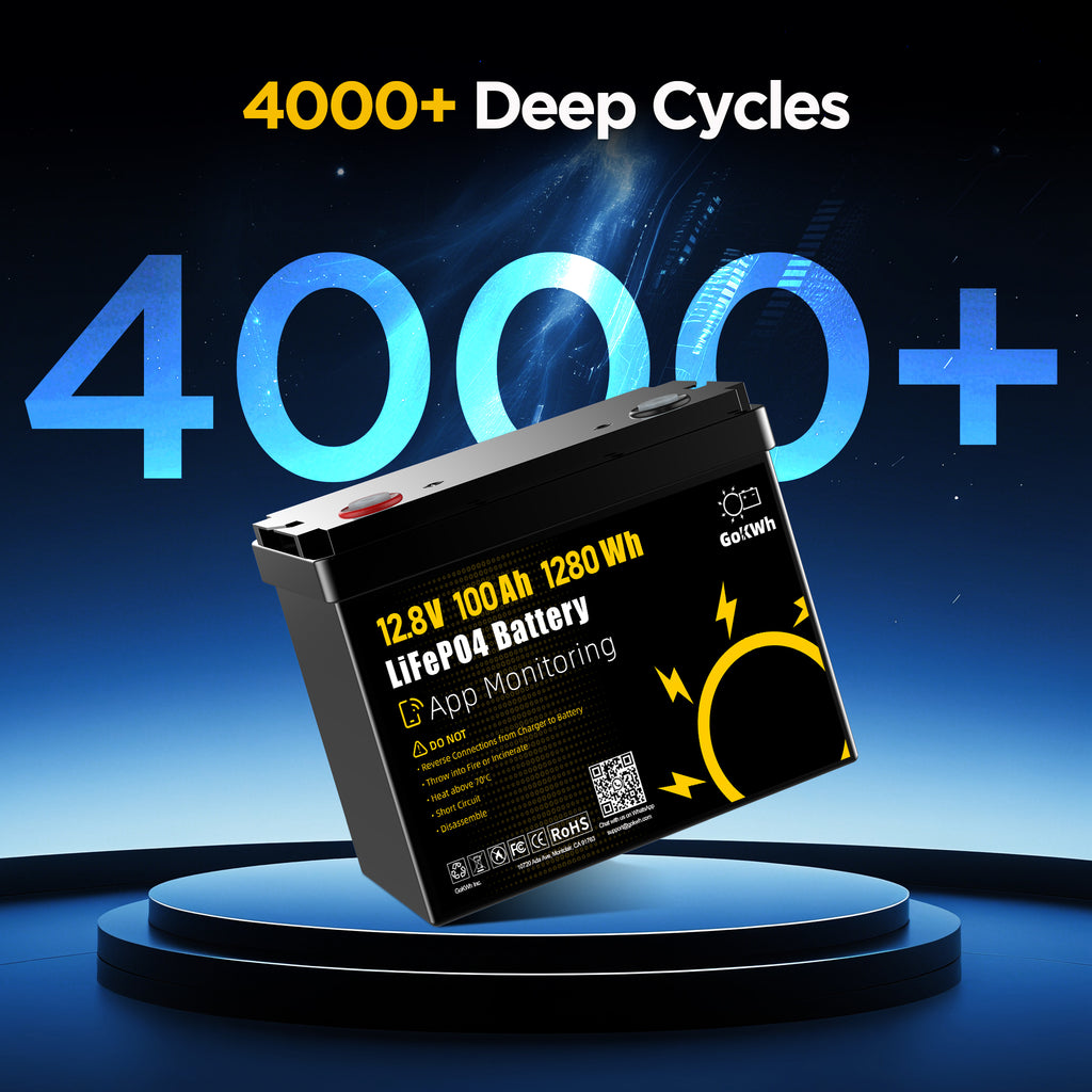 12V 100Ah LiFePO4 Deep Cycle Battery with Bluetooth App Monitoring