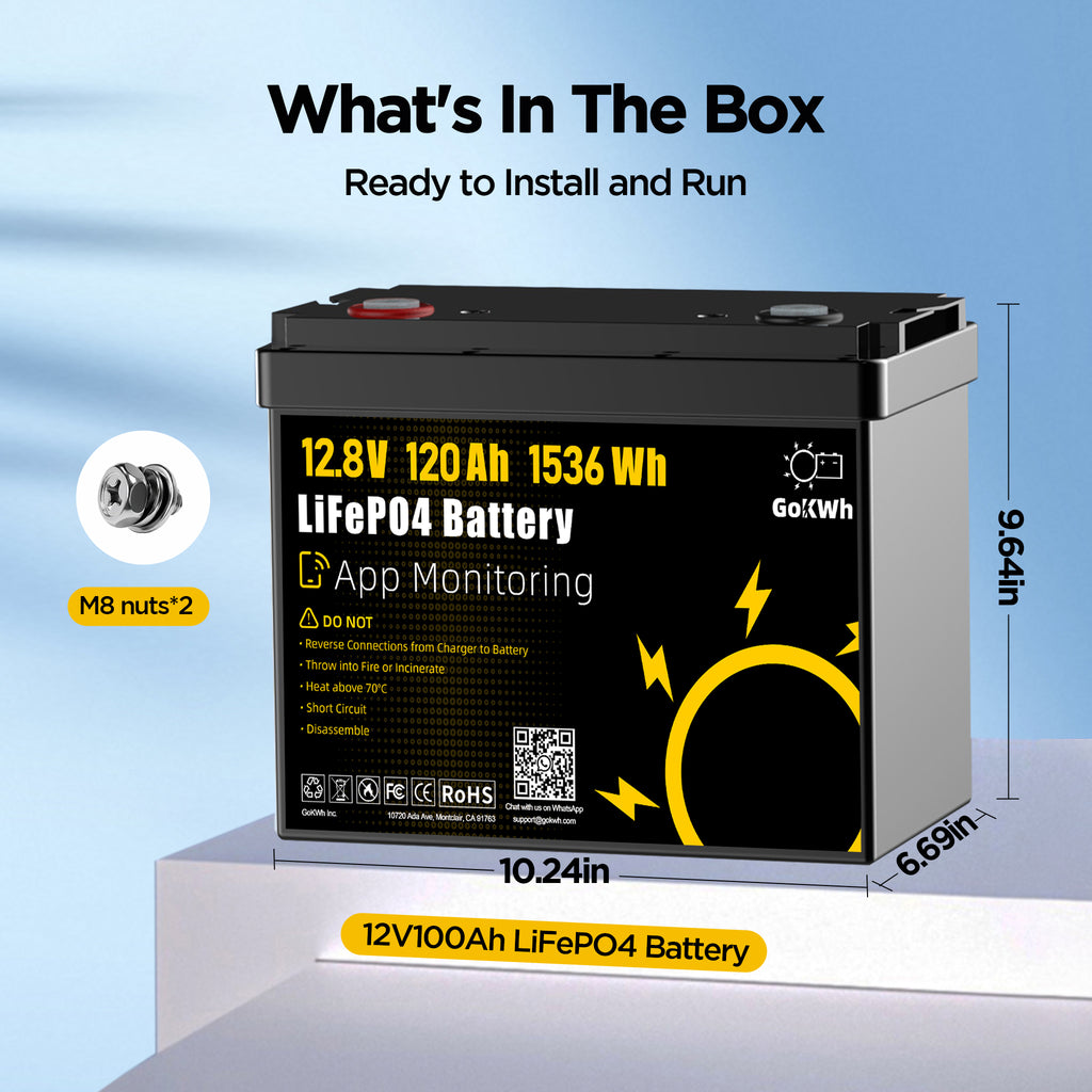 12V 100Ah LiFePO4 Deep Cycle Battery with Bluetooth App Monitoring